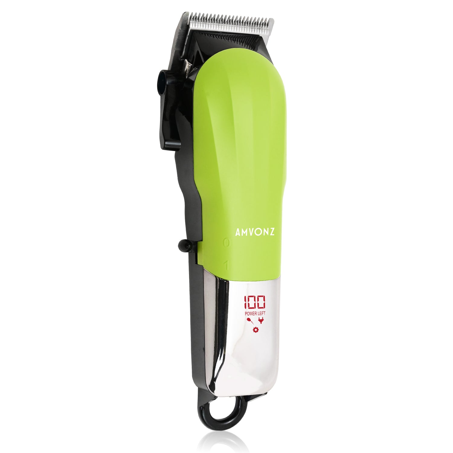 AMVONZ A-016 Professional Hair Clipper, Cordless, 200 Minutes Runtime, 2000mAh Battery, USB Charging, Taper Lever 0.8-2.0mm, 5 Guide Combs