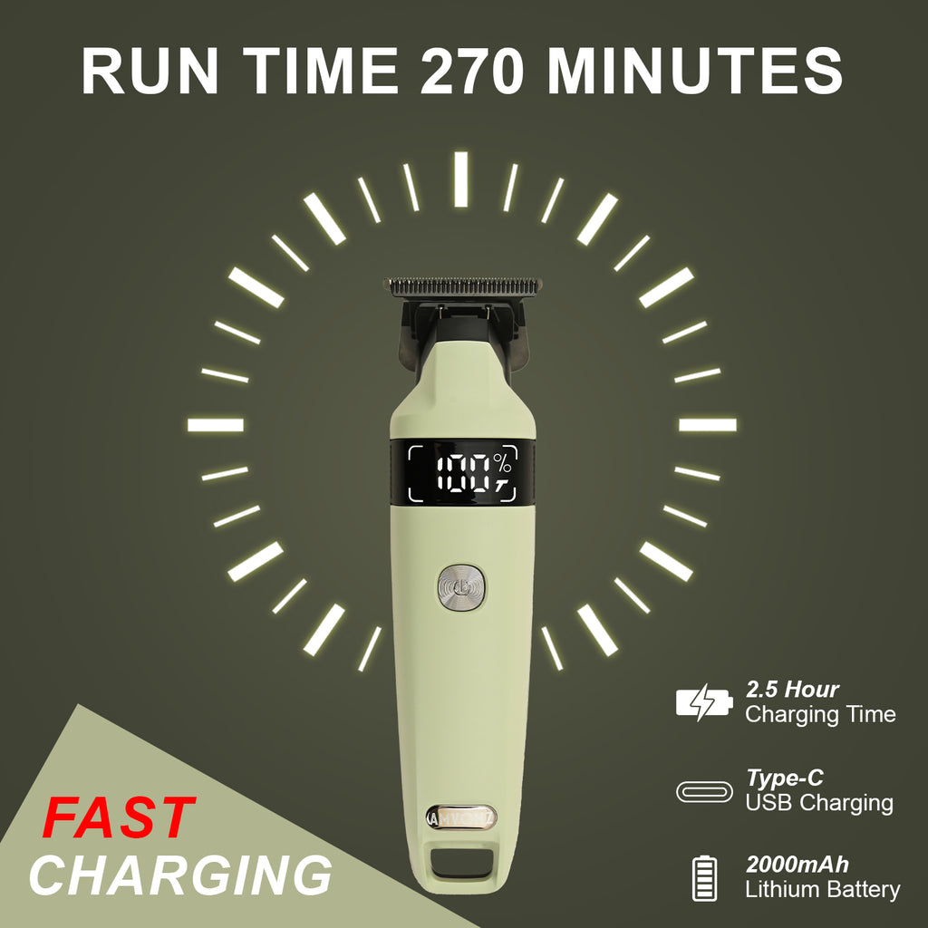 AMVONZ A-103 Professional Hair Trimmer, 270 Minutes Runtime, 7000 RPM Motor, Type-C USB Charging, 2000mAh Battery, 3 Guide Combs (1mm, 2mm, 3mm)