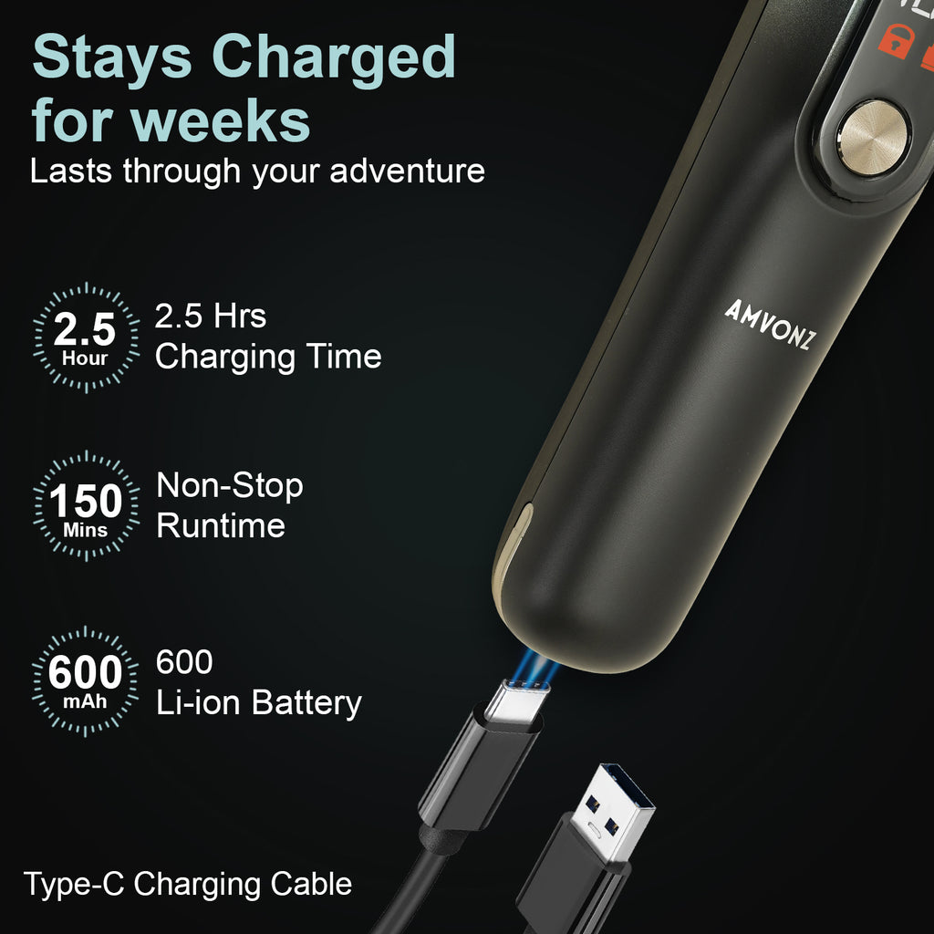 AMVONZ 5 in 1 Professional Hair Trimmer, Multifunctional Grooming Kit with Digital Display, 10000RPM Motor, 150 Minutes Runtime, 600mAh Li-ion Battery, Type-C Charging
