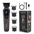AMVONZ A-101 Professional Hair Trimmer, Digital Display, 150 Minutes Runtime, USB Charging, 4 Guide Combs, Salon Series (BLACK)