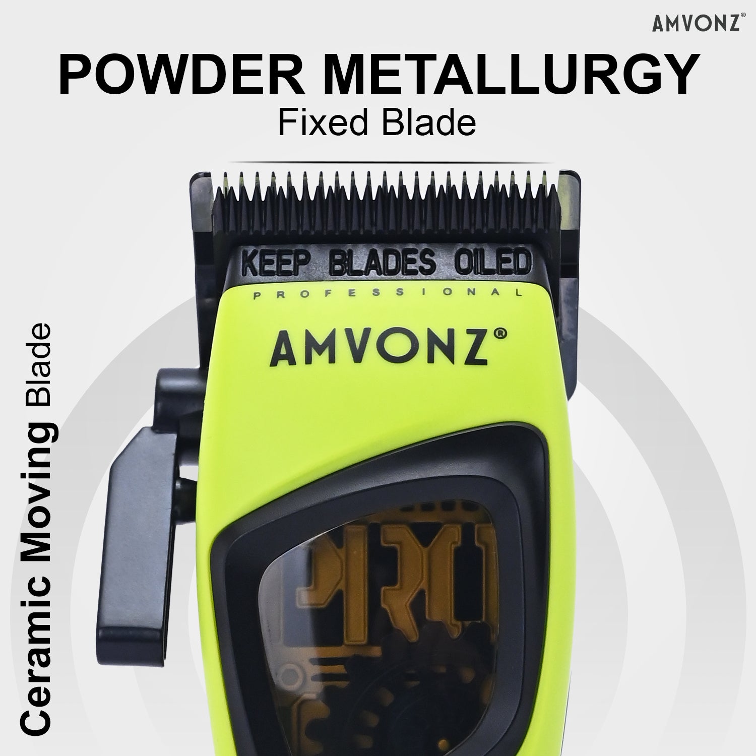AMVONZ A-17 Pro Max Professional Hair Clipper, 9000 RPM Motor, 2500mAh Lithium Battery, 2.5 Hours Runtime, Type-C Fast Charging, LED Display, Charging Stand, Adjustable Taper Lever, 6 Guide Combs