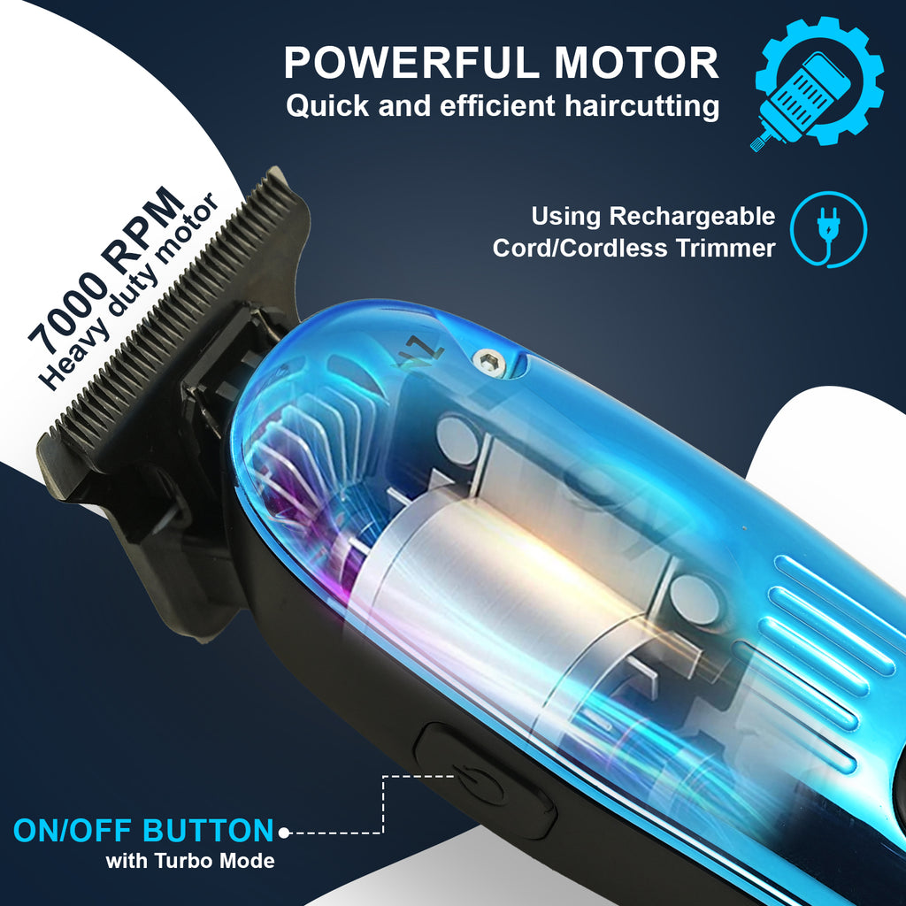 AMVONZ Professional Hair Trimmer A-102, LED Display, 90 Minutes Runtime, 600mAh Battery, Type-C Charging, 6 Guide Combs