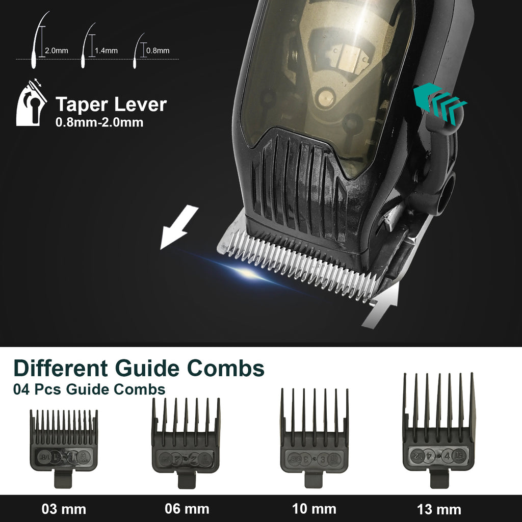 AMVONZ Professional Hair Clipper A-017, Salon Series, 120 Minutes Runtime, Digital Display, Type-C USB Charging, 4 Guide Combs