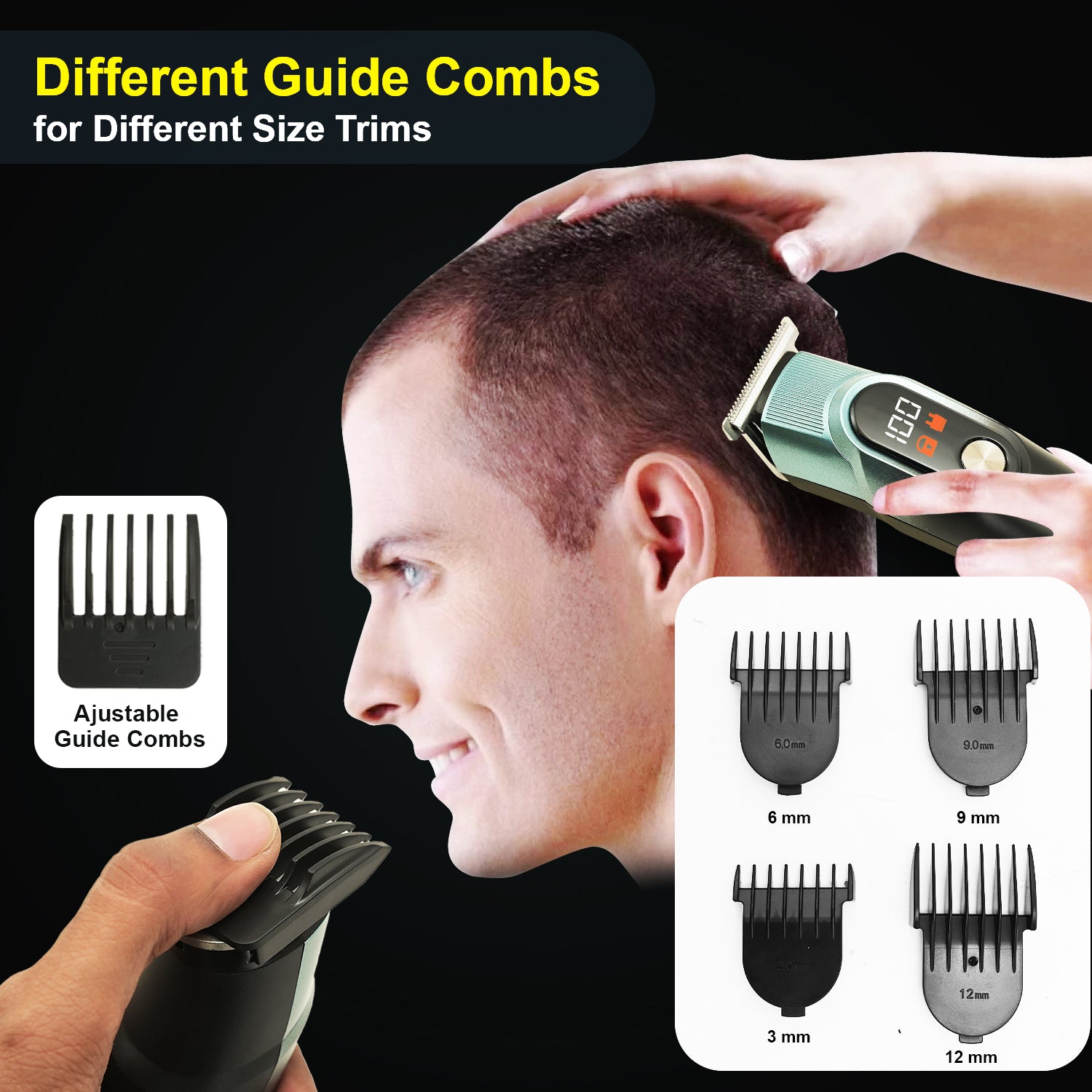 AMVONZ 5 in 1 Professional Hair Trimmer, Multifunctional Grooming Kit with Digital Display, 10000RPM Motor, 150 Minutes Runtime, 600mAh Li-ion Battery, Type-C Charging