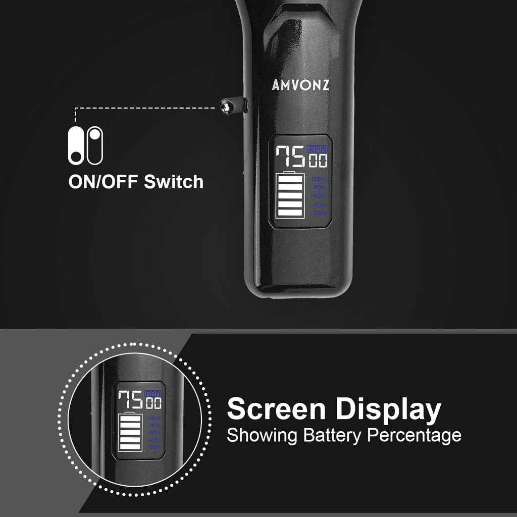 AMVONZ Professional Hair Clipper A-017, Salon Series, 120 Minutes Runtime, Digital Display, Type-C USB Charging, 4 Guide Combs