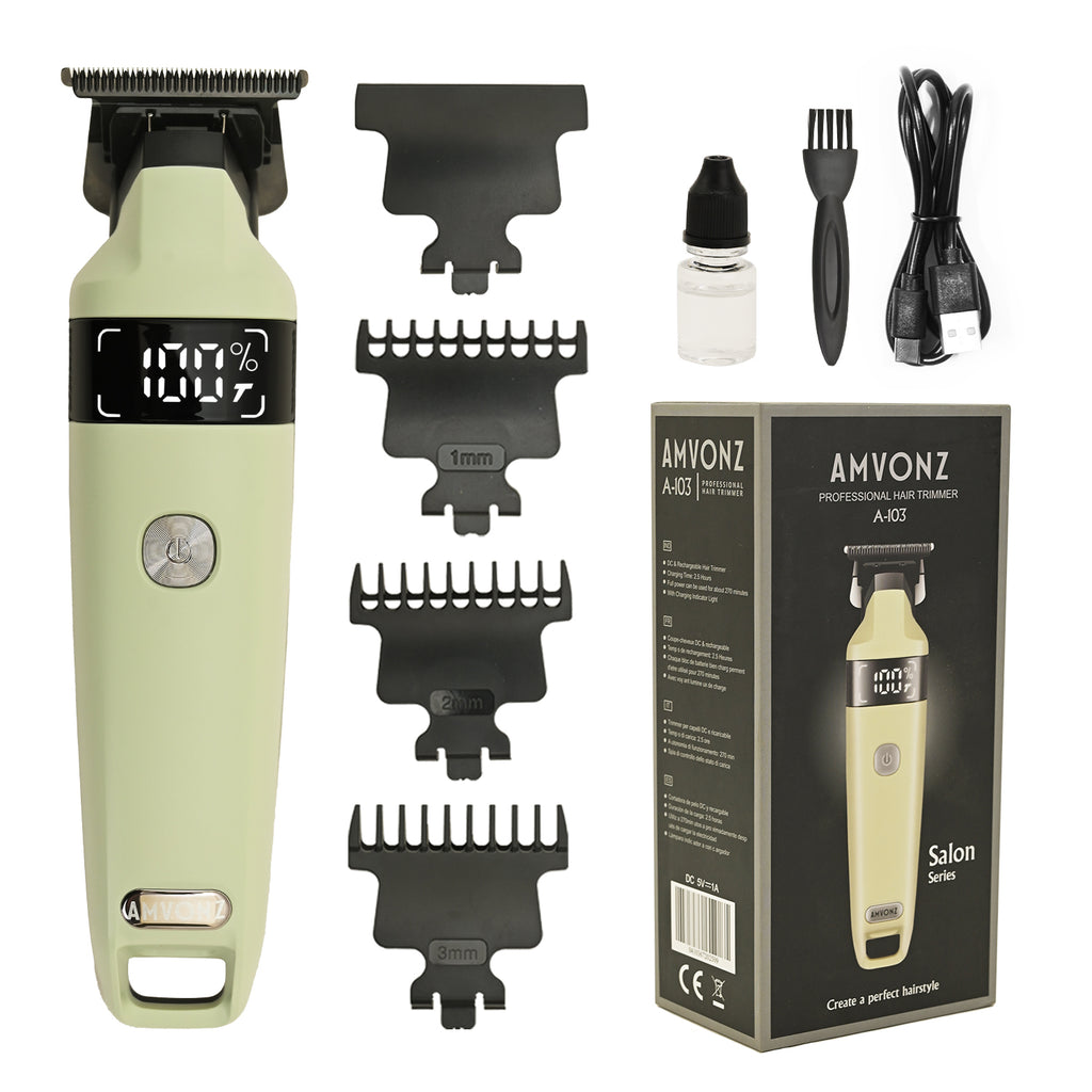AMVONZ A-103 Professional Hair Trimmer, 270 Minutes Runtime, 7000 RPM Motor, Type-C USB Charging, 2000mAh Battery, 3 Guide Combs (1mm, 2mm, 3mm)