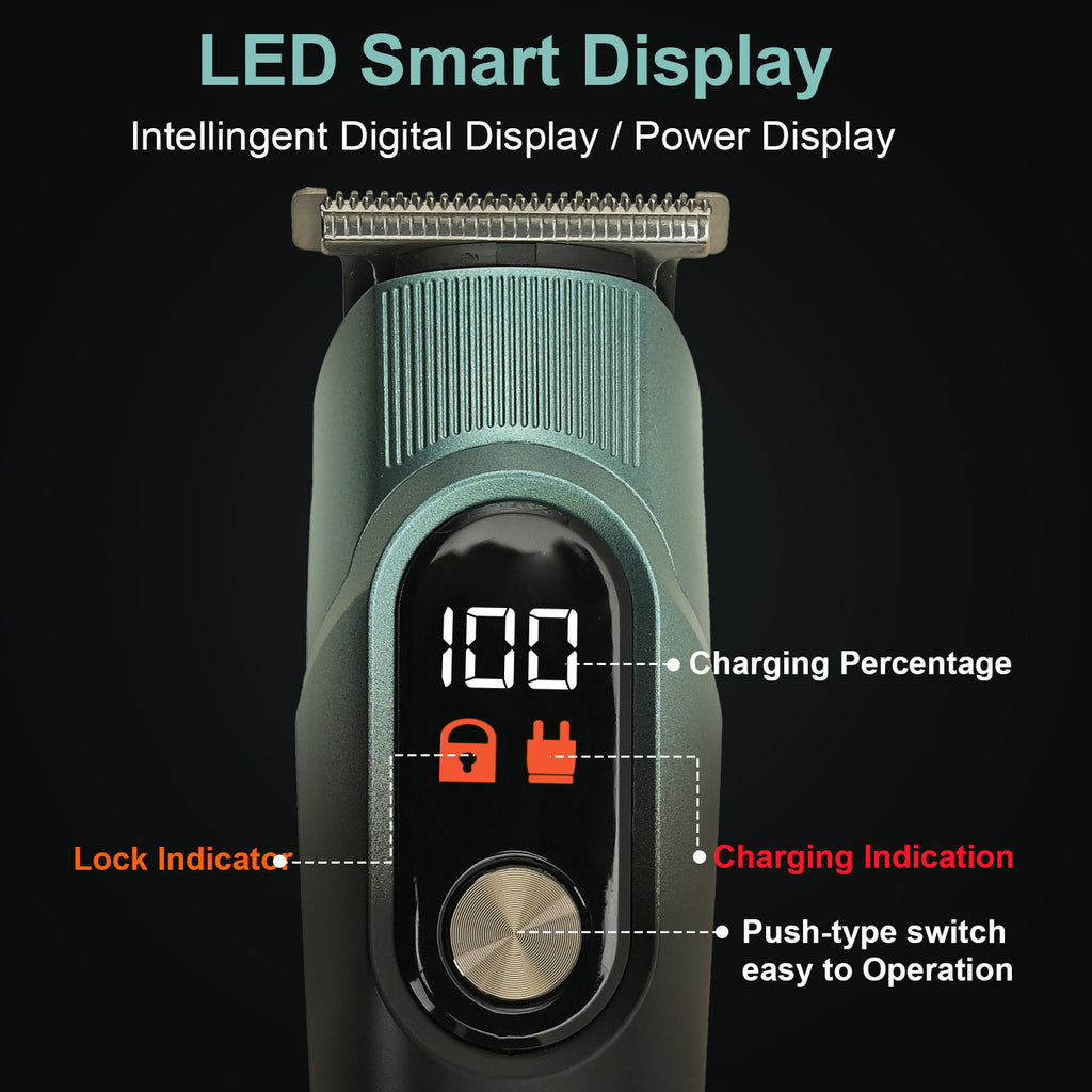 AMVONZ 5 in 1 Professional Hair Trimmer, Multifunctional Grooming Kit with Digital Display, 10000RPM Motor, 150 Minutes Runtime, 600mAh Li-ion Battery, Type-C Charging