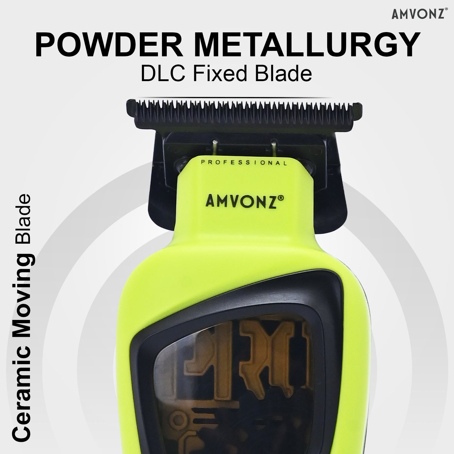 AMVONZ A-17 Pro Professional Hair Trimmer for Men, 8000 RPM Motor, 1400mAh Lithium Battery, 2 Hours Runtime, Cord & Cordless, Type-C Fast Charging, LED Display, Charging Stand, DLC Blade, 4 Guide Combs