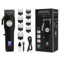 AMVONZ A-013 Professional Hair Clipper with LED Display, Cordless, Black, 200 Minutes Runtime, 2000mAh Lithium Battery, USB Charging, Taper Lever 0.8-2.0mm, 5 Guide Combs, Salon Series