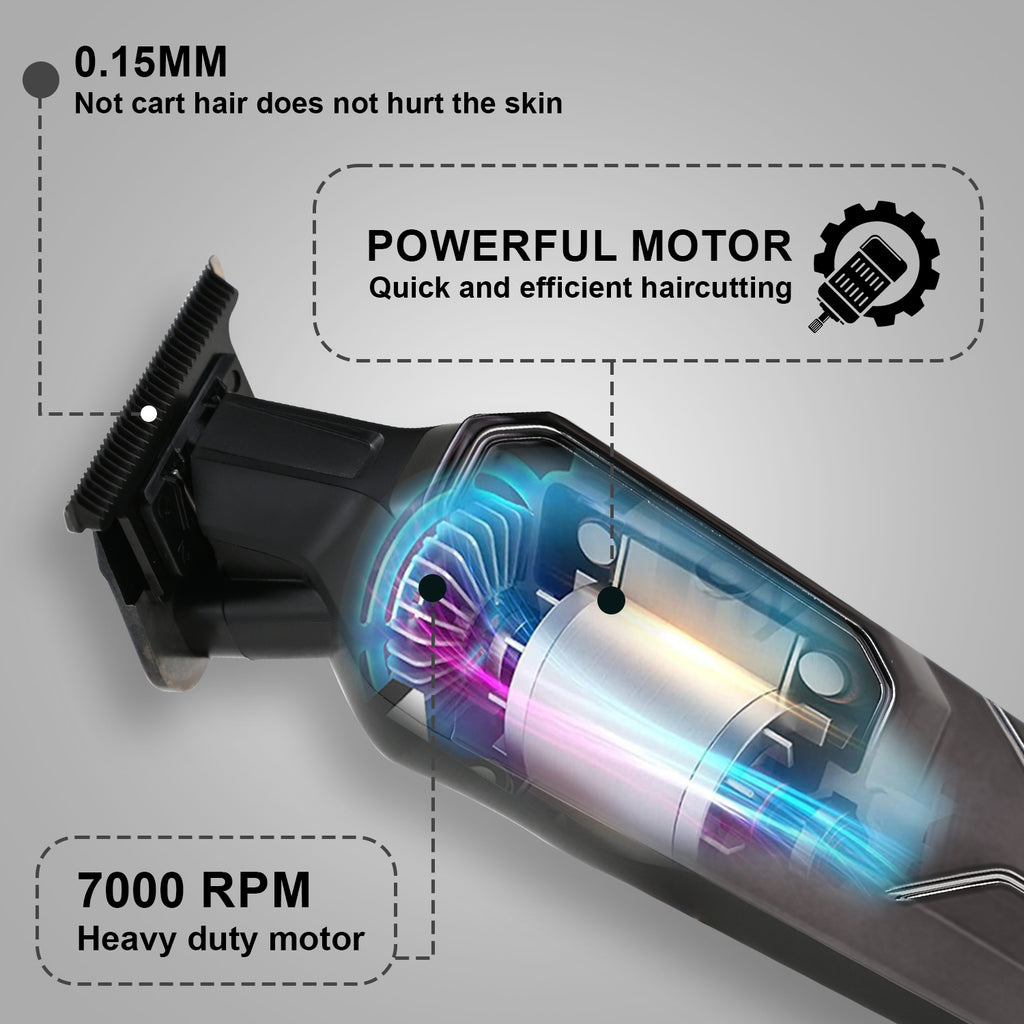 AMVONZ A-101 Professional Hair Trimmer, Digital Display, 150 Minutes Runtime, USB Charging, 4 Guide Combs, Salon Series (BLACK)