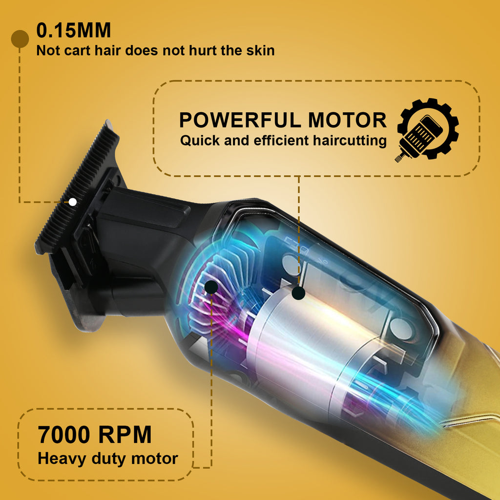 AMVONZ A-101 Professional Hair Trimmer, Digital Display, 150 Minutes Runtime, USB Rechargeable, 4 Guide Combs,(GOLD)