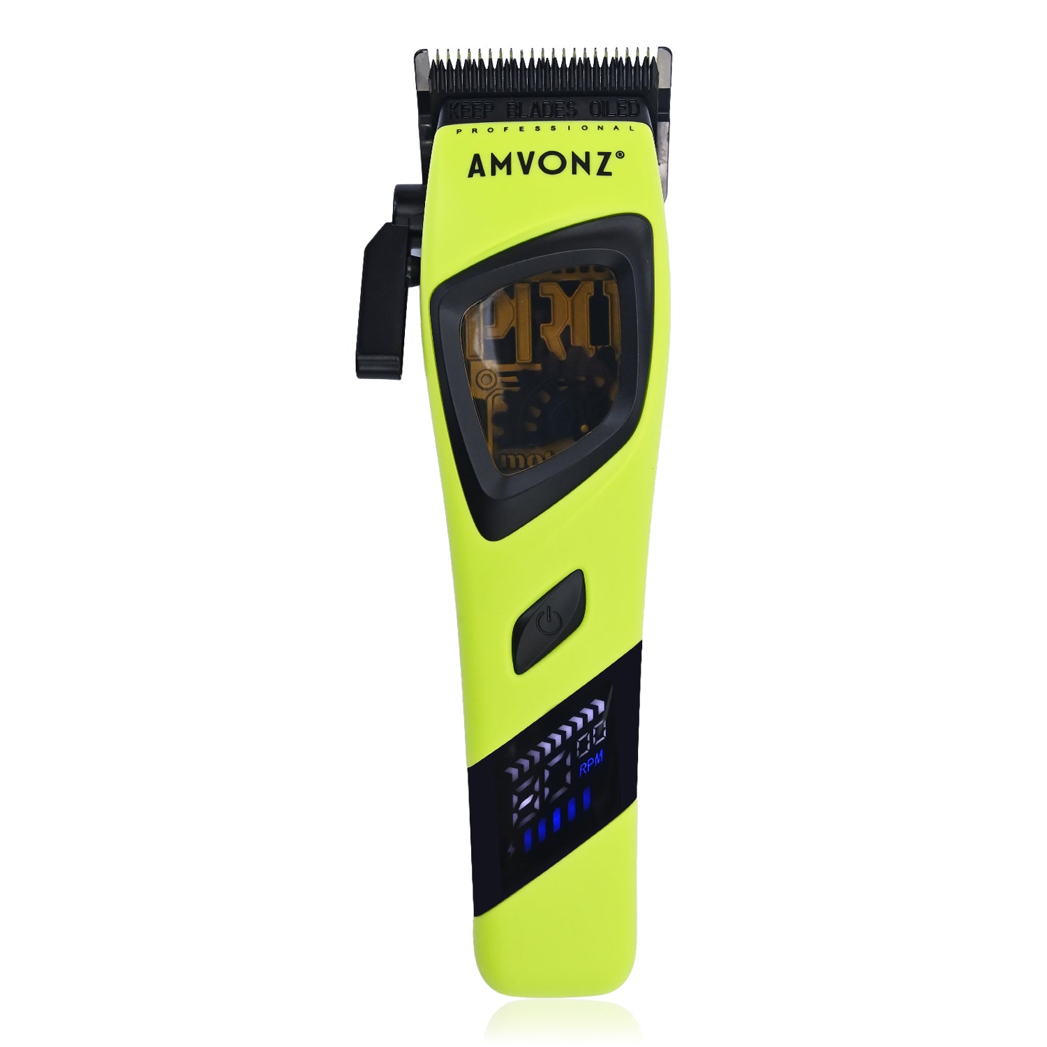 AMVONZ A-17 Pro Max Professional Hair Clipper, 9000 RPM Motor, 2500mAh Lithium Battery, 2.5 Hours Runtime, Type-C Fast Charging, LED Display, Charging Stand, Adjustable Taper Lever, 6 Guide Combs