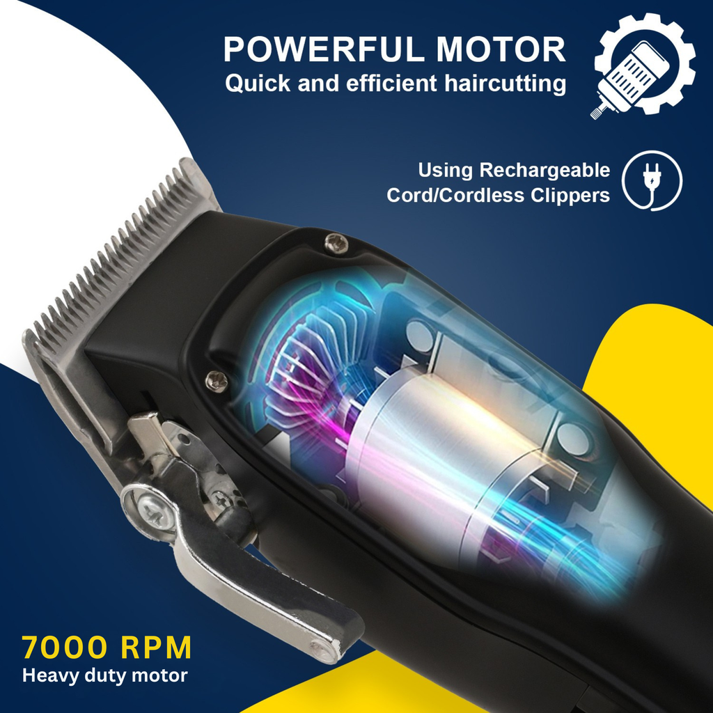 AMVONZ A-013 Professional Hair Clipper with LED Display, Cordless, Black, 200 Minutes Runtime, 2000mAh Lithium Battery, USB Charging, Taper Lever 0.8-2.0mm, 5 Guide Combs, Salon Series